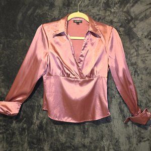 90's A Byer Rose Satin Long Sleeve  Dress Shirt Size M